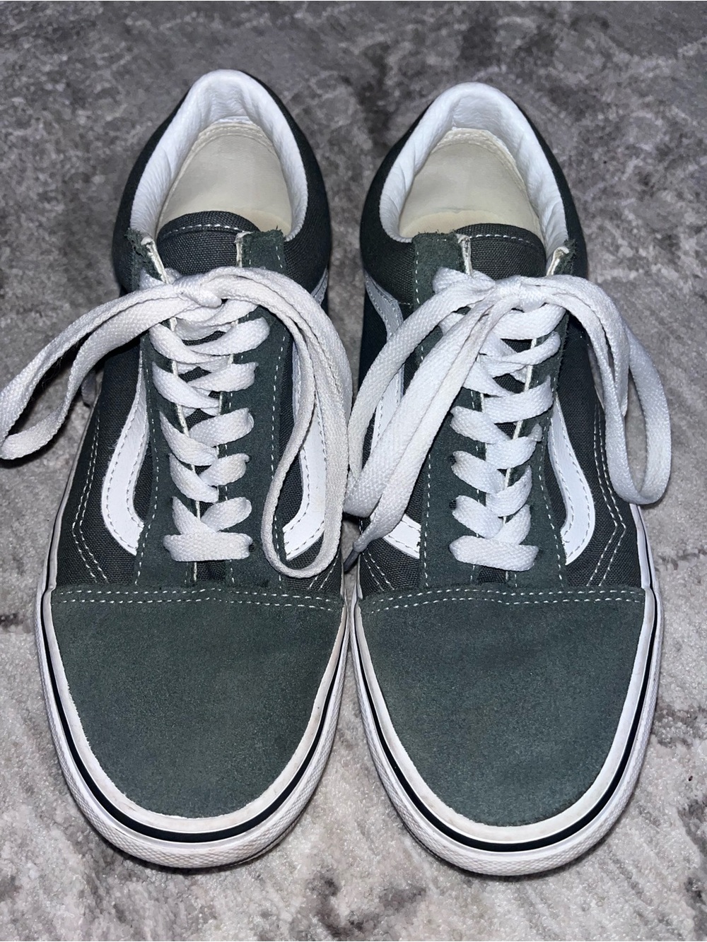 Vans Old Skool Lace-Up Sneakers in Dark Green/White